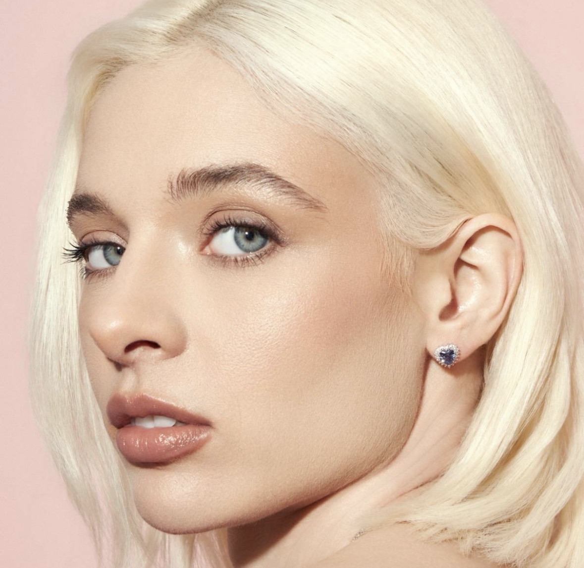 Brinco Coração Azul Prata Rodinada