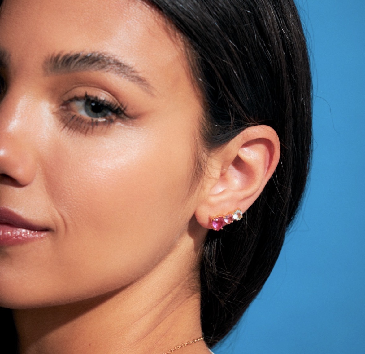 Brinco Ear Cuff Pedra Coração