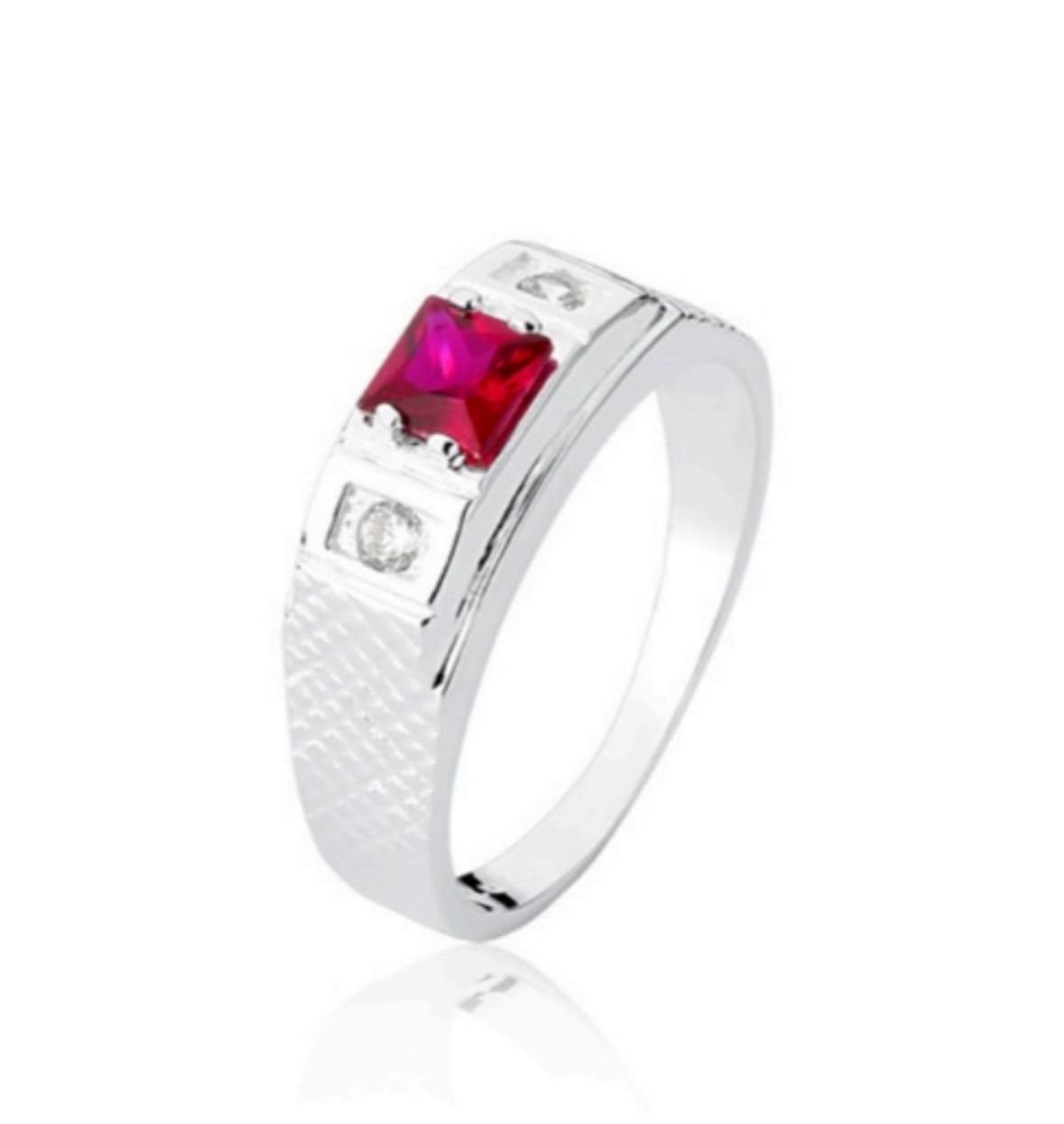 Anel Prata com Rubi