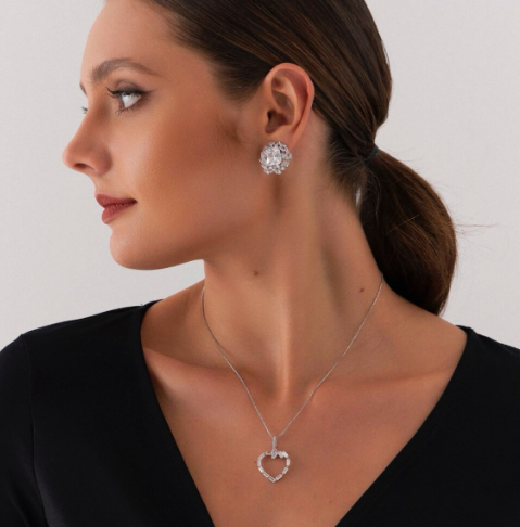 Colar Coração Em Elos Prata