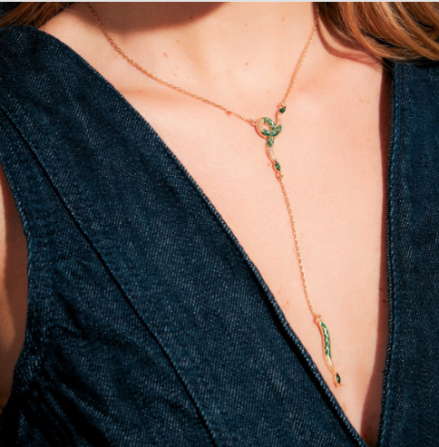 Colar Dourado Cobra Verde